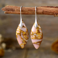 Boho Silver Plated Imperial Jaspers Hook Dangling Huggie Woman Earrings Ethnic Semiprecious Stone Jewellery Creative Gifts