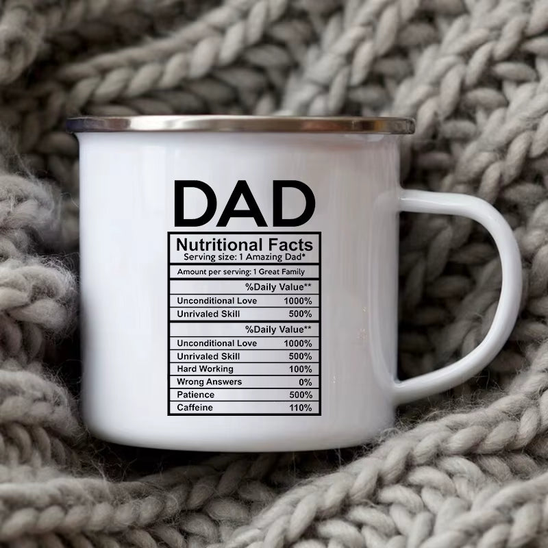 Dad Nutritional Facts Coffee Mug Enamel Cup for Papa Daddy Stepdad Father’S Day Gift Best Dad Ever Cups Dad Gifts from Kids