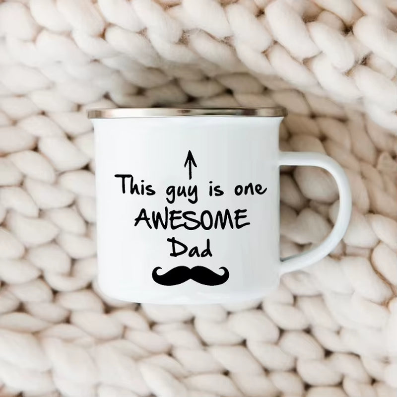 Dad Nutritional Facts Coffee Mug Enamel Cup for Papa Daddy Stepdad Father’S Day Gift Best Dad Ever Cups Dad Gifts from Kids