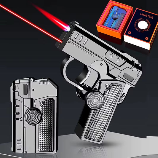 Multifunctional Folding Dual-Form Decompression Gyro Gun Lighter Gift Box Creative Deformation Windproof Red Flame Tide Play
