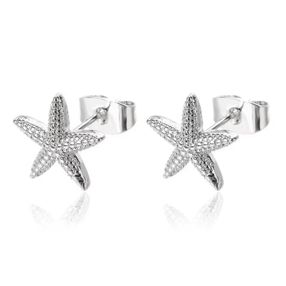 Vintage Summer Starfish Stainless Steel Stud Earrings for Women Simple Star Shell Earrings Stud Ocean Party Jewelry Gift 2025