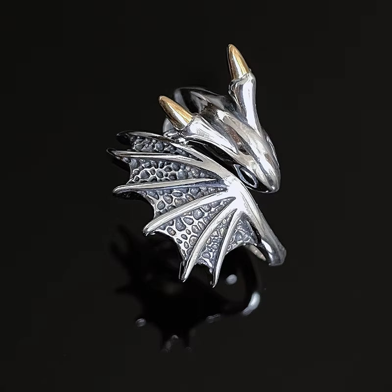 925 Sterling Silver Open Finger Ring Dragon Golden Vintage Geometric Punk for Women Girl Jewelry Gift Dropship Wholesale