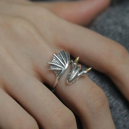 925 Sterling Silver Open Finger Ring Dragon Golden Vintage Geometric Punk for Women Girl Jewelry Gift Dropship Wholesale