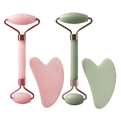 Heart-Shaped Double Head Resin Roller Massager Set for Face and Eye Scraping Therapy
