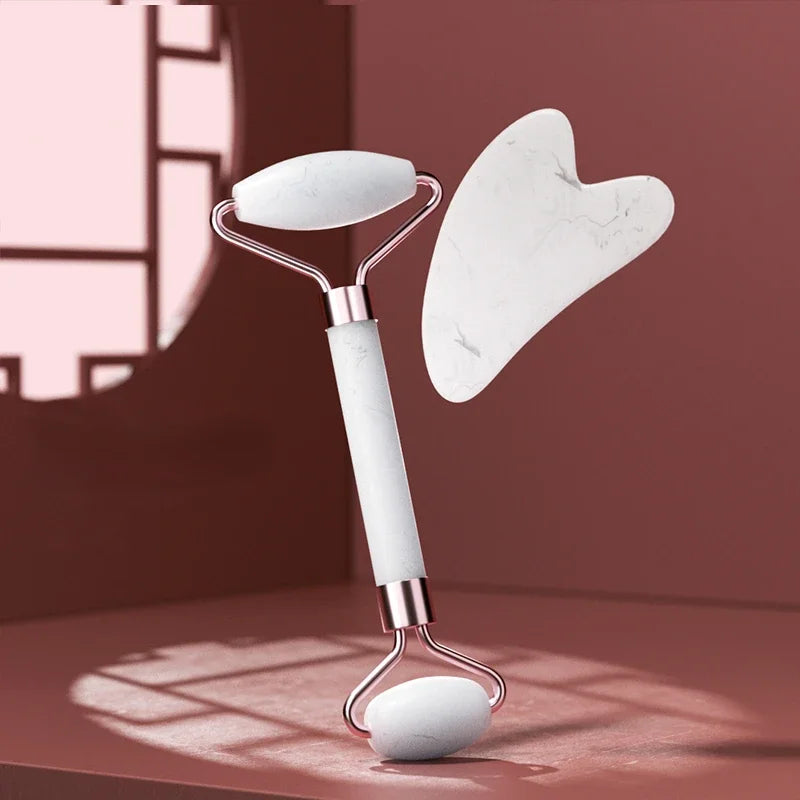 Heart-Shaped Double Head Resin Roller Massager Set for Face and Eye Scraping Therapy