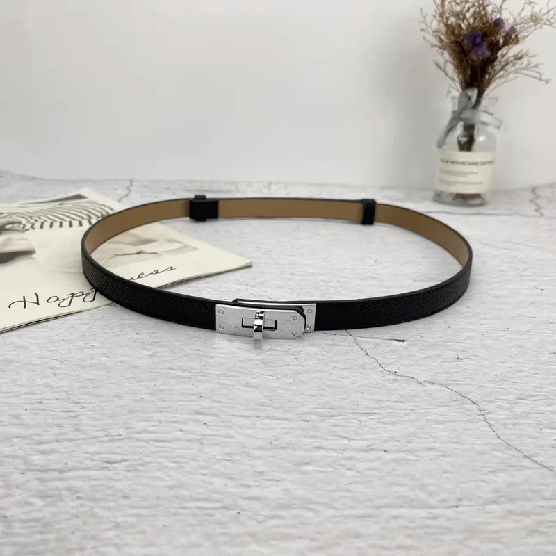 Stylish Adjustable Black PU Leather Belt with Metal Buckle - Luxury Female Corset Girdle for Effortless Chic