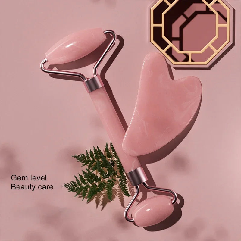 Heart-Shaped Double Head Resin Roller Massager Set for Face and Eye Scraping Therapy