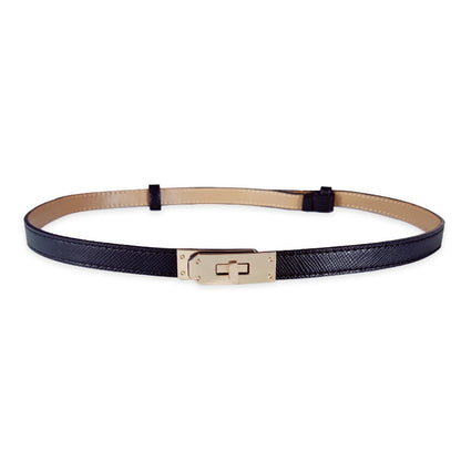 Stylish Adjustable Black PU Leather Belt with Metal Buckle - Luxury Female Corset Girdle for Effortless Chic