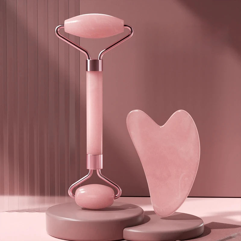 Heart-Shaped Double Head Resin Roller Massager Set for Face and Eye Scraping Therapy