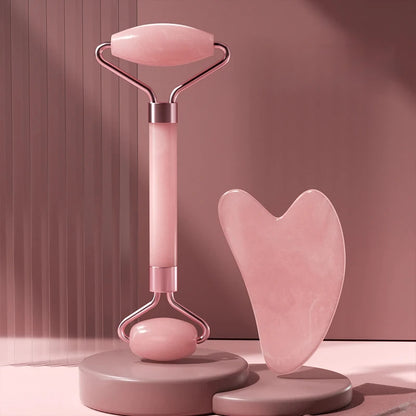 Heart-Shaped Double Head Resin Roller Massager Set for Face and Eye Scraping Therapy