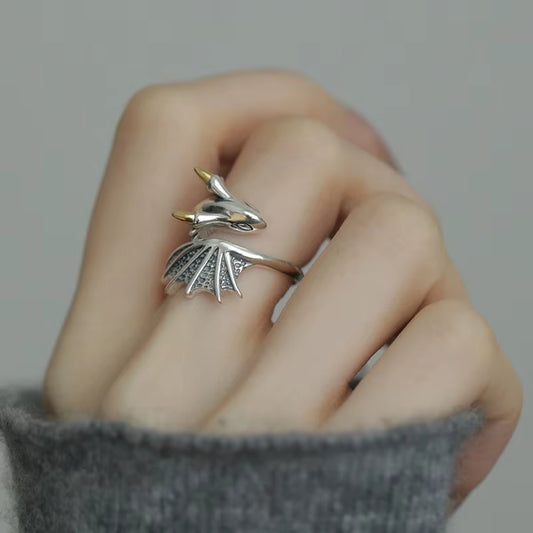 925 Sterling Silver Open Finger Ring Dragon Golden Vintage Geometric Punk for Women Girl Jewelry Gift Dropship Wholesale
