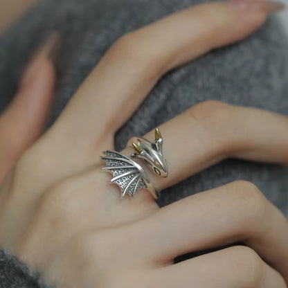 925 Sterling Silver Open Finger Ring Dragon Golden Vintage Geometric Punk for Women Girl Jewelry Gift Dropship Wholesale
