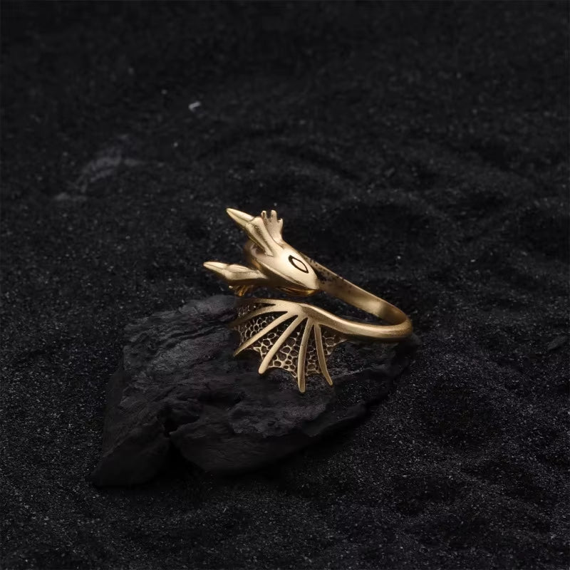 925 Sterling Silver Open Finger Ring Dragon Golden Vintage Geometric Punk for Women Girl Jewelry Gift Dropship Wholesale
