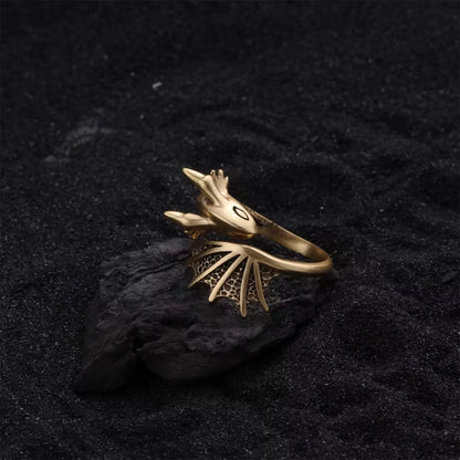 925 Sterling Silver Open Finger Ring Dragon Golden Vintage Geometric Punk for Women Girl Jewelry Gift Dropship Wholesale